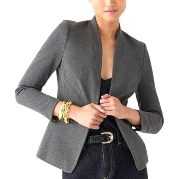 J. Crew Blazer Jacket 365 Women’s Gray Open Front Stretch Office Size Small - Picture 1 of 10